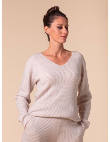MAXI PULL IN 100% CASHMERE SCOLLO A V "SARA"