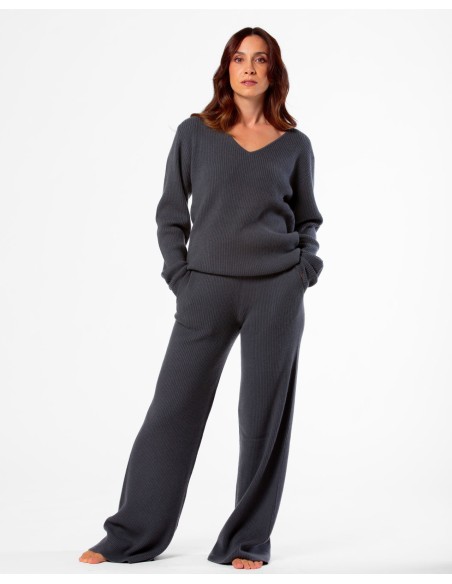 MAXI PULL IN 100% CASHMERE SCOLLO A V "SARA"