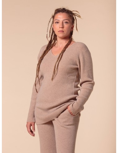 MAXI PULL IN 100% CASHMERE SCOLLO A V "SARA"