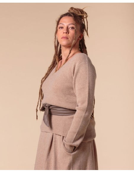 MAXI PULL IN 100% CASHMERE SCOLLO A V "SARA"