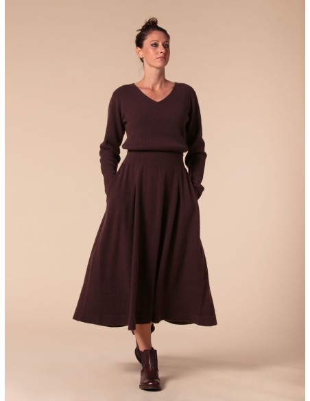 MAXI PULL IN 100% CASHMERE SCOLLO A V "SARA"