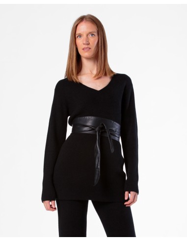 MAXI PULL IN 100% CASHMERE SCOLLO A V "SARA"