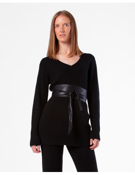 MAXI PULL IN 100% CASHMERE SCOLLO A V "SARA"