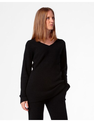 MAXI PULL IN 100% CASHMERE SCOLLO A V "SARA"