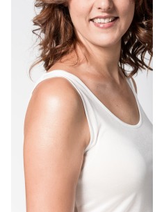 CANOTTA IN PURA SETA SPALLA LARGA - BIANCO
