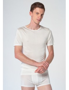 T-SHIRT IN PURA SETA UOMO - BIANCO