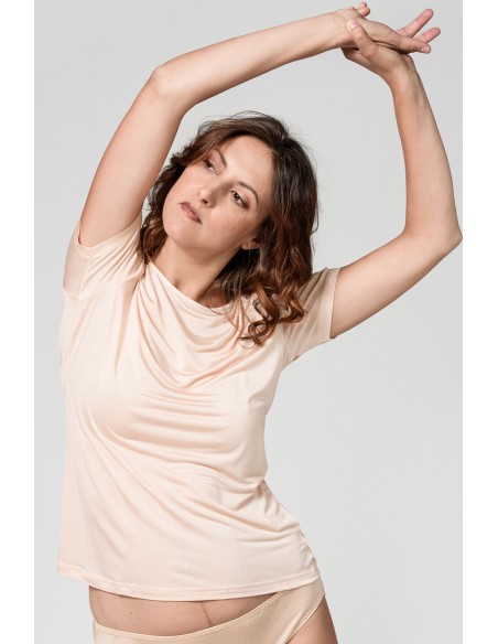 T-SHIRT IN PURA SETA A MANICHE CORTE