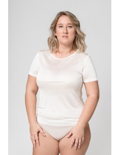 T-SHIRT IN PURA SETA A MANICHE CORTE - BIANCO