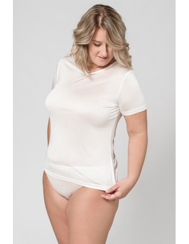 T-SHIRT IN PURA SETA A MANICHE CORTE