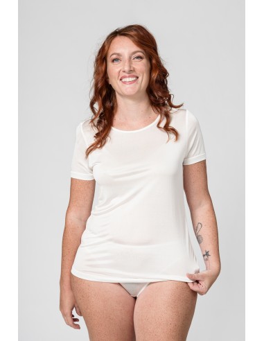T-SHIRT IN PURA SETA A MANICHE CORTE