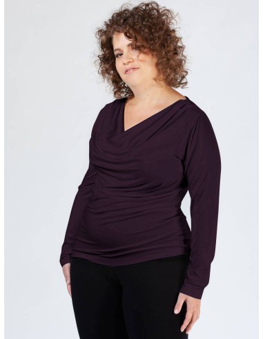 MAGLIA IN BAMBU' CON SCOLLO A CASCATA E MANICA...