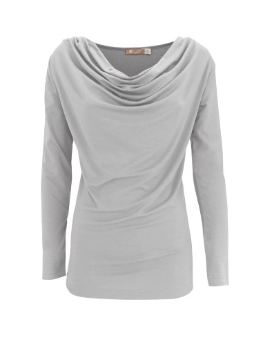 MAGLIA IN BAMBU' CON SCOLLO A CASCATA E MANICA...