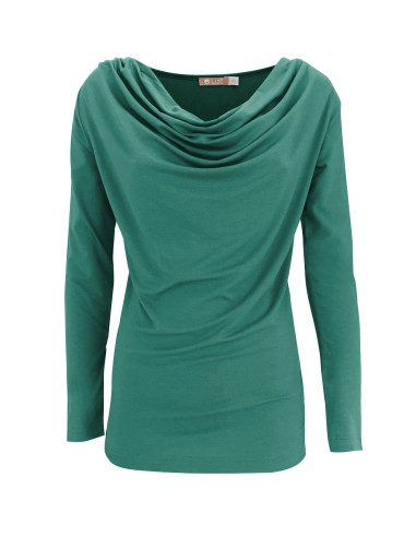 MAGLIA IN BAMBU' CON SCOLLO A CASCATA E MANICA...