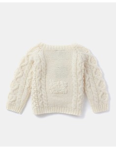 MAGLIONE ARAN BABY IN LANA IRLANDESE "PECORELLA" - NATURALE 2
