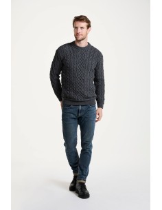 MAGLIONE ARAN GIROCOLLO IN LANA IRLANDESE SUPERSOFT -... 2