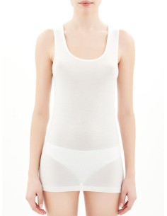 CANOTTA SPALLA LARGA IN LANA MERINO EXTRAFINE - BIANCO