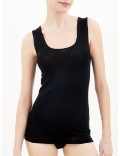 CANOTTA SPALLA LARGA IN LANA MERINO EXTRAFINE - NERO