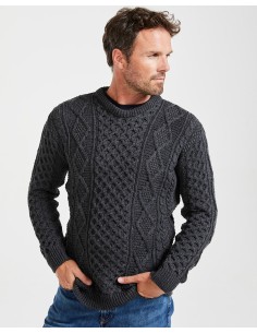 MAGLIONE UNISEX ARAN IN 100% LANA MERINO SUPERSOFT  -...