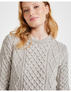MAGLIONE UNISEX ARAN IN 100% LANA MERINO SUPERSOFT  - BEIGE 2