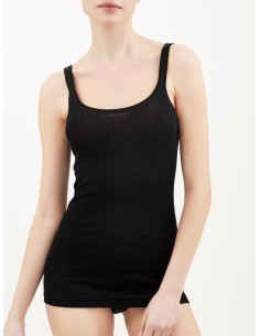 Canotta spalla stretta in Lana Merino Extrafine - NERO