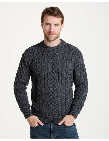 MAGLIONE ARAN GIROCOLLO IN LANA IRLANDESE SUPERSOFT