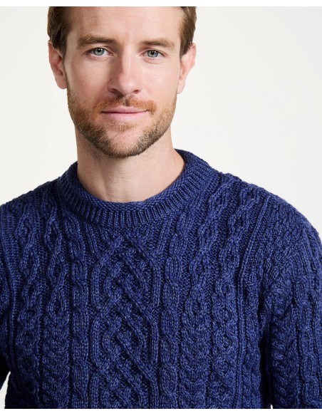 MAGLIONE ARAN GIROCOLLO IN LANA IRLANDESE SUPERSOFT