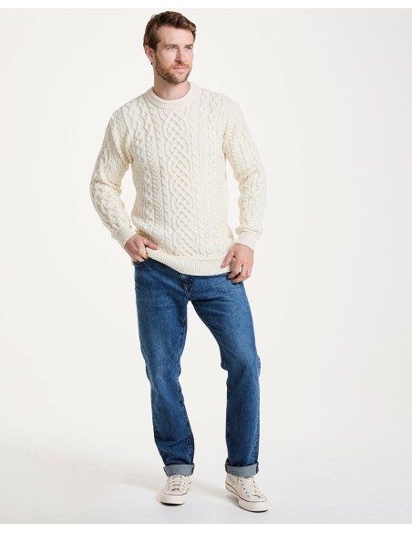 MAGLIONE ARAN GIROCOLLO IN LANA IRLANDESE SUPERSOFT