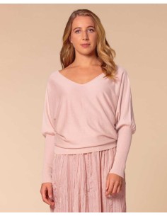 CASHMIRETTA SCOLLO A V "ELISA" LIMITED - ROSA BABY