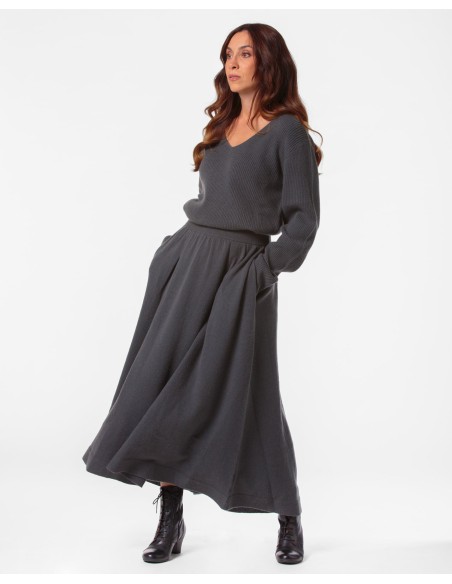 GONNA AMPIA 100% CASHMERE CON PENCES "MARTA"