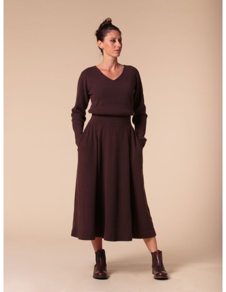 GONNA AMPIA 100% CASHMERE CON PENCES "MARTA"