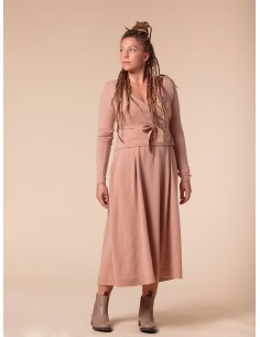 GONNA AMPIA 100% CASHMERE CON PENCES "MARTA" - VINTAGE ROSE