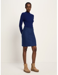 GONNA IN LANA COTTA E COTONE BIO - BLU 2