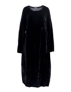 ABITO IN VELLUTO DI SETA ED ECOVISCOSA “FOSSA” - NERO