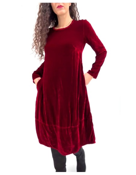 ABITO IN VELLUTO DI SETA ED ECOVISCOSA “FOSSA”