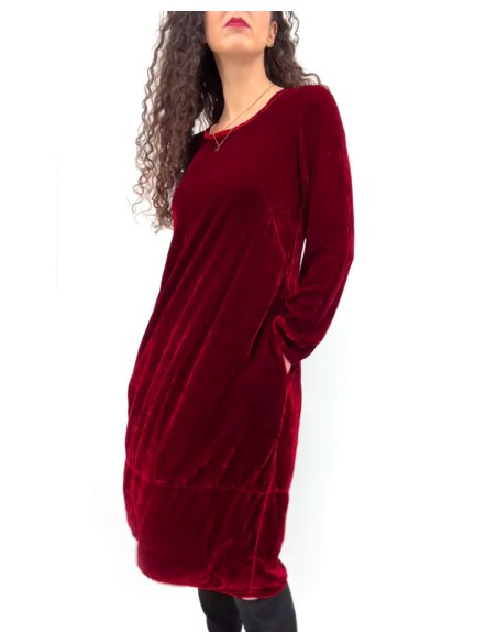 ABITO IN VELLUTO DI SETA ED ECOVISCOSA “FOSSA”