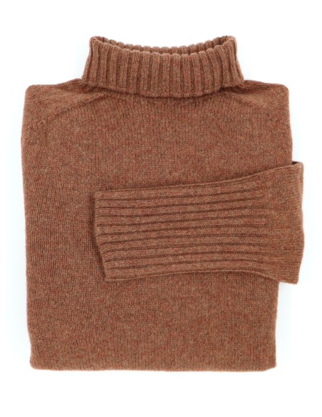 MAGLIONE DONNA SCOZZESE IN LANA DI AGNELLO SUPERFINE COLLO ALTO