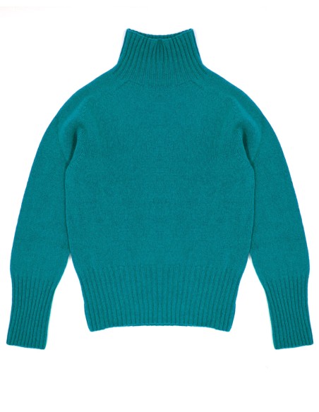 MAGLIONE DONNA SCOZZESE IN LANA DI AGNELLO SUPERFINE COLLO ALTO