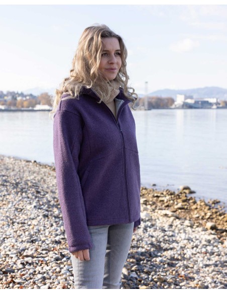 GIACCA DONNA IN 100%  LANA COTTA CON CAPPUCCIO E ZIP