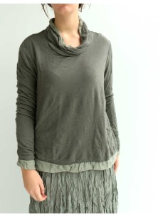 MAGLIA MANICHE LUNGE IN SETA E LANA "WINTO" - LICHENE