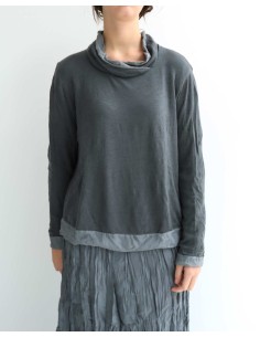 MAGLIA MANICHE LUNGE IN SETA E LANA "WINTO" - GRIGIO