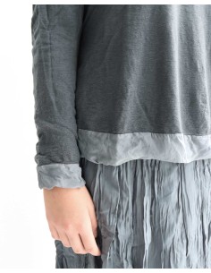 MAGLIA MANICHE LUNGE IN SETA E LANA "WINTO" - GRIGIO 2