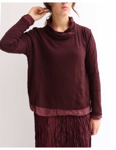 MAGLIA MANICHE LUNGE IN SETA E LANA "WINTO" - VINACCIA