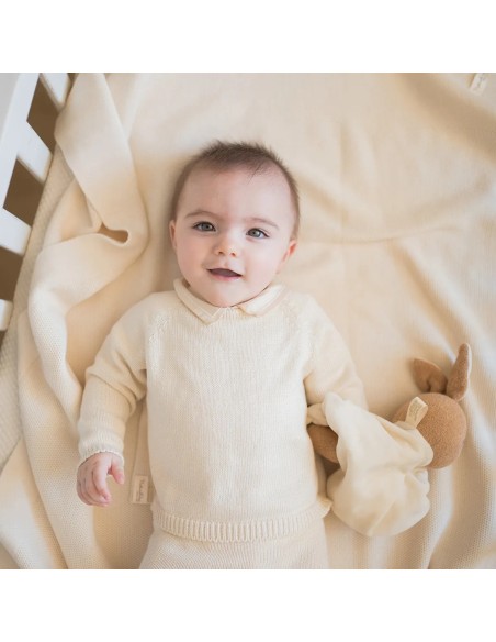 CARDIGAN  NEONATI IN COTONE BIOLOGICO NATURALE CON FIOCCO