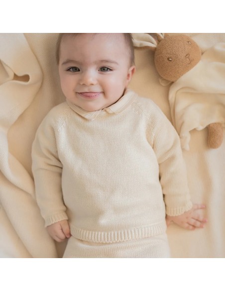 CARDIGAN  NEONATI IN COTONE BIOLOGICO NATURALE CON FIOCCO