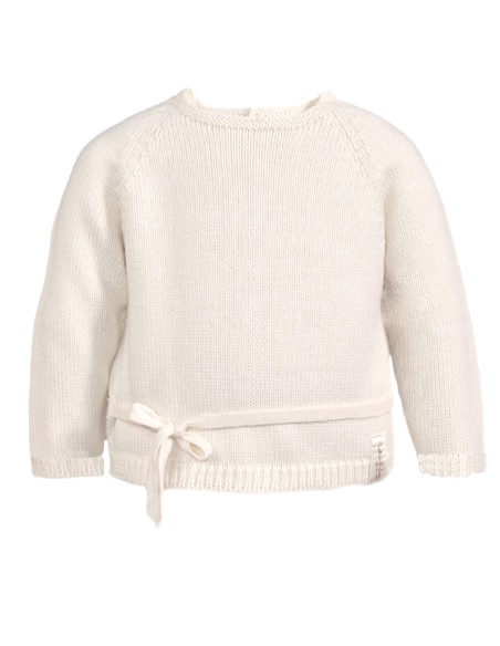 CARDIGAN  NEONATI IN COTONE BIOLOGICO NATURALE CON FIOCCO