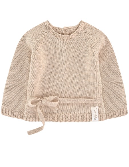 CARDIGAN  NEONATI IN COTONE BIOLOGICO NATURALE CON FIOCCO