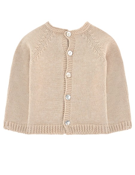 CARDIGAN  NEONATI IN COTONE BIOLOGICO NATURALE CON FIOCCO