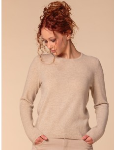 PULL BASIC IN 100% BABY CASHMERE "OLIVIA" - BEIGE 2