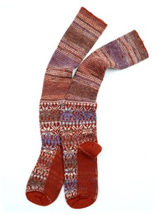 CALZINO NORVEGESE LUNGO IN 100% LANA  - TERRACOTTA