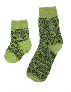 CALZINO NORVEGESE  IN 100% LANA A TRICOT KIDS - VERDE